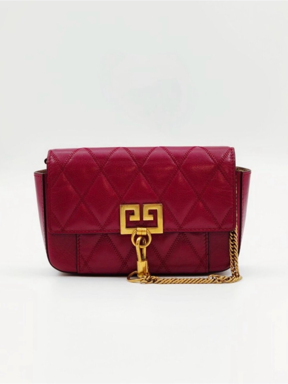 Givenchy Quilted Burgundy Crossbody Bag with Gold Chain - Picture 8 of 14